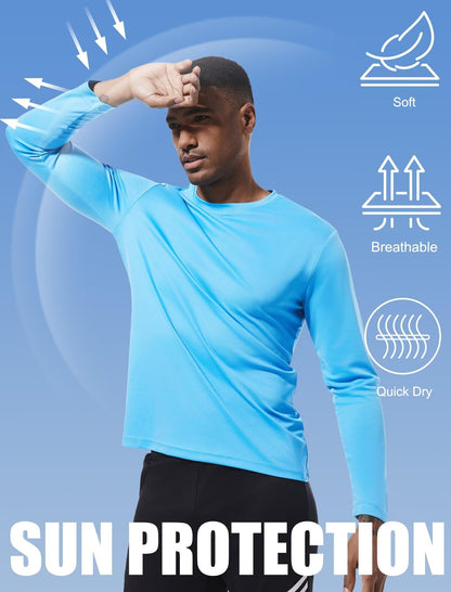 OYGSieg 6 Pack Long Sleeve Shirts for Men Moisture Wicking UPF SPF Sun Protection Tee Shirts Workout T Shirts Casual L