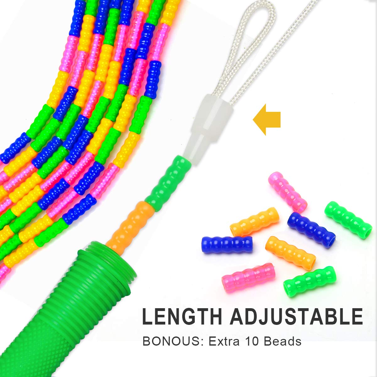 Coolrunner 16 FT Long Jump Rope(2 PACK), Double Dutch Jump Ropes, Soft Beaded Skipping for Kids Adults, Plastic Segmented Long Enough for 4-5 Jumpers