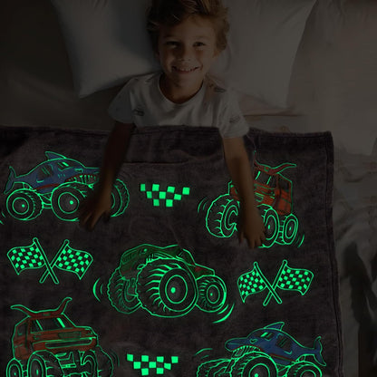 2-6, 40"x50" OHOIT Truck Blanket for Boys, Construction Excavator Tractor Toddler Blanket, Kids Gifts for Boys, Glow