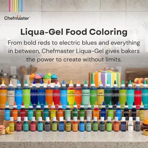 Chefmaster Coal Black Liqua-Gel® Food Coloring - Vibrant, Fade-Resistant Dye for Icing & Fondant | 0.70 oz