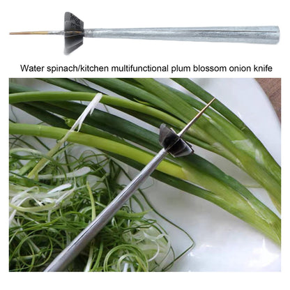 Plum Blossom Scallion Knife, Stainless Steel Onion Knife Shred Silk The Knife for Cutting Vegetable Onions Green Peppers