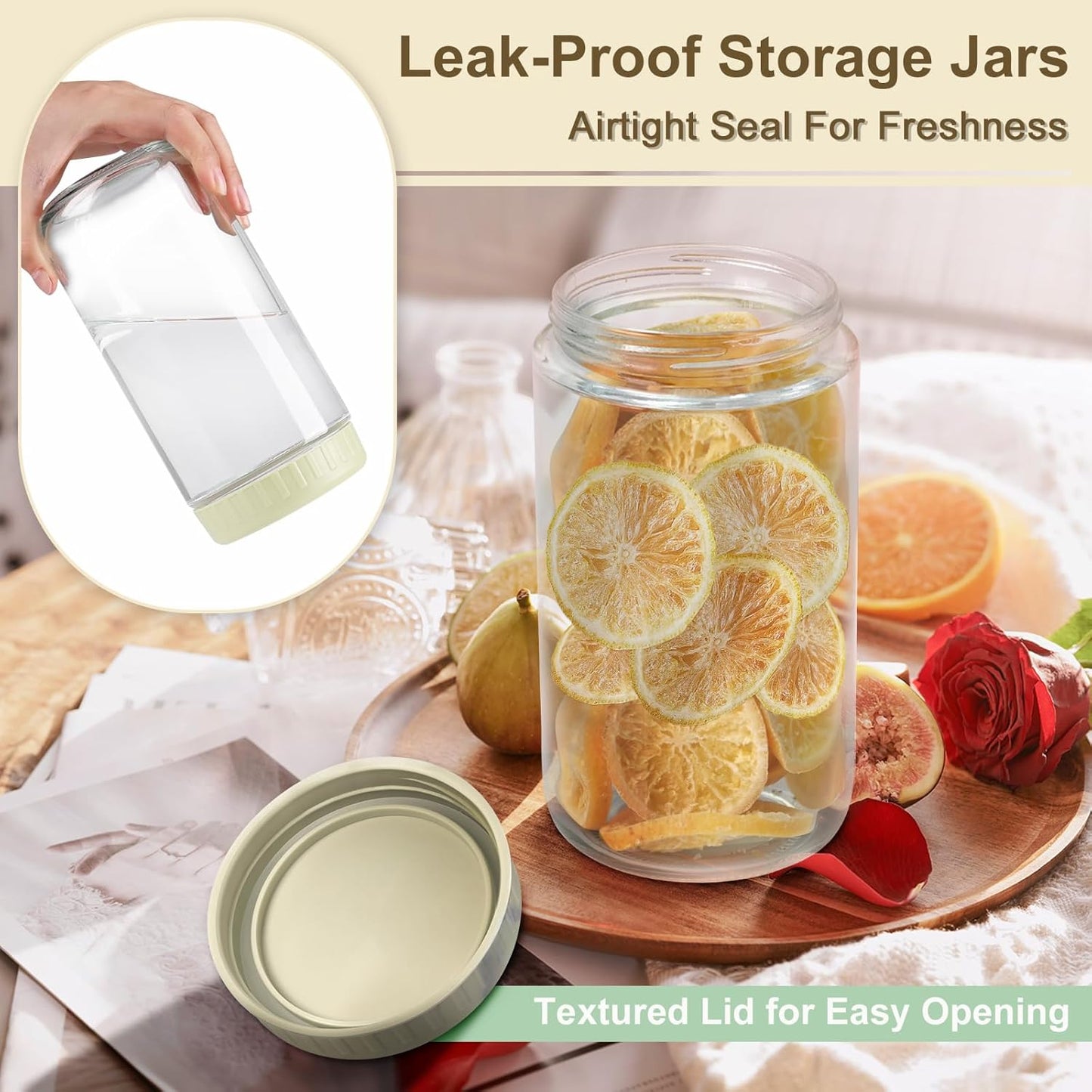 24oz 9 Pack Overnight Oats Containers with Lids, Wide Mouth Mason Jars with Lids, Glass Jars with Airtight lid for Chia