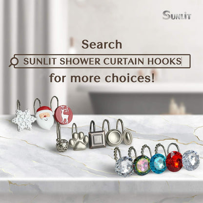Sunlit Luxury Design Glitter Round Colorful Diamond Crystal Gem Bling Shower Curtain Hooks - Rust Proof Metal