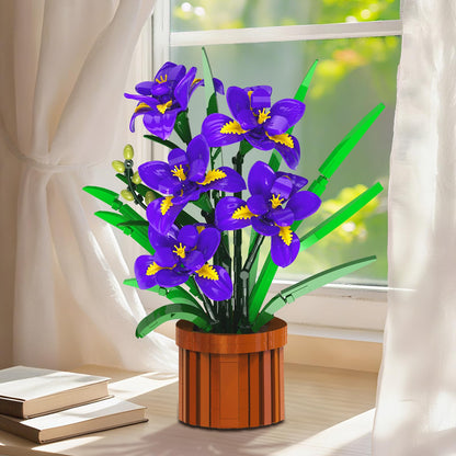 CUBIMANA Botanicals Iris Flowers Building Set for Adults - Artificial Plants & Flowers Decor for Home Office Bedroom or Desk, 808PCS Floar Birthday Christmas Housewarming Gift for Women & Men Ages 18+