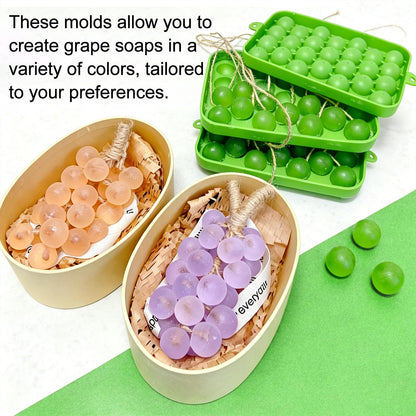 Moccool 2-Pack Grape-Shaped Silicone Soap Molds, 7.3 x 4.9 x 1.0 Inch Flexible Non-Stick Tray for DIY Handmade Soap and Crafting, Green