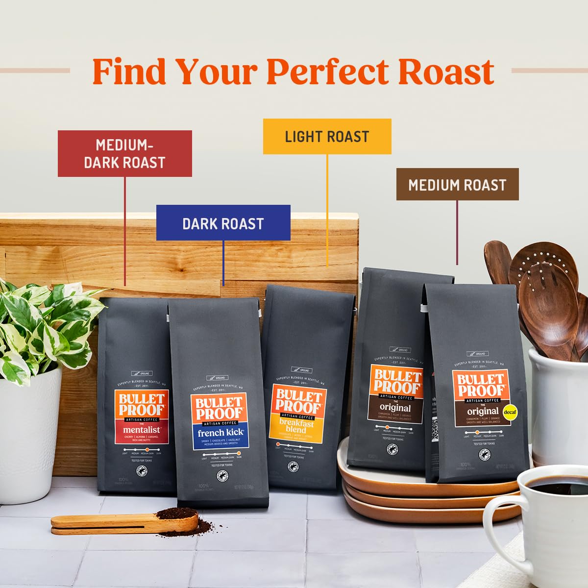 Bulletproof Original Medium-Roast Single-Serve Coffee Pods, 24 Count, 100% Arabica Beans, Clean Coffee Tested for Toxins, Packaging May Vary