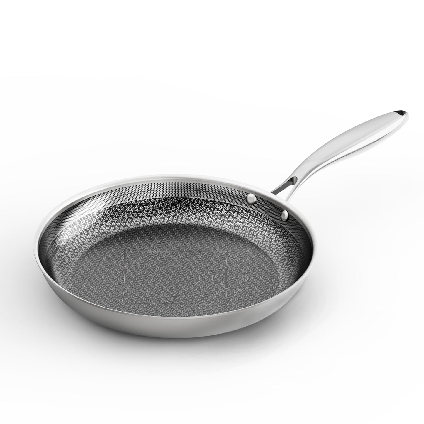 COOKER KING 8-Inch Stainless Steel Pan, Hybrid Nonstick Frying Pan, Skillet, 3-Ply Clad Cookware, Even Heat Distribution, Dishwasher & Oven Safe, with Stay-Cool Handle, Induction Compatible