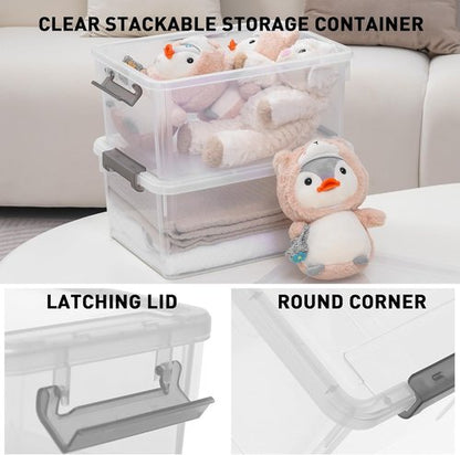 Citylife 17 QT Plastic Storage Bins - 6 Pack Stackable Containers with Lids for Organizing | Clear Storage Box