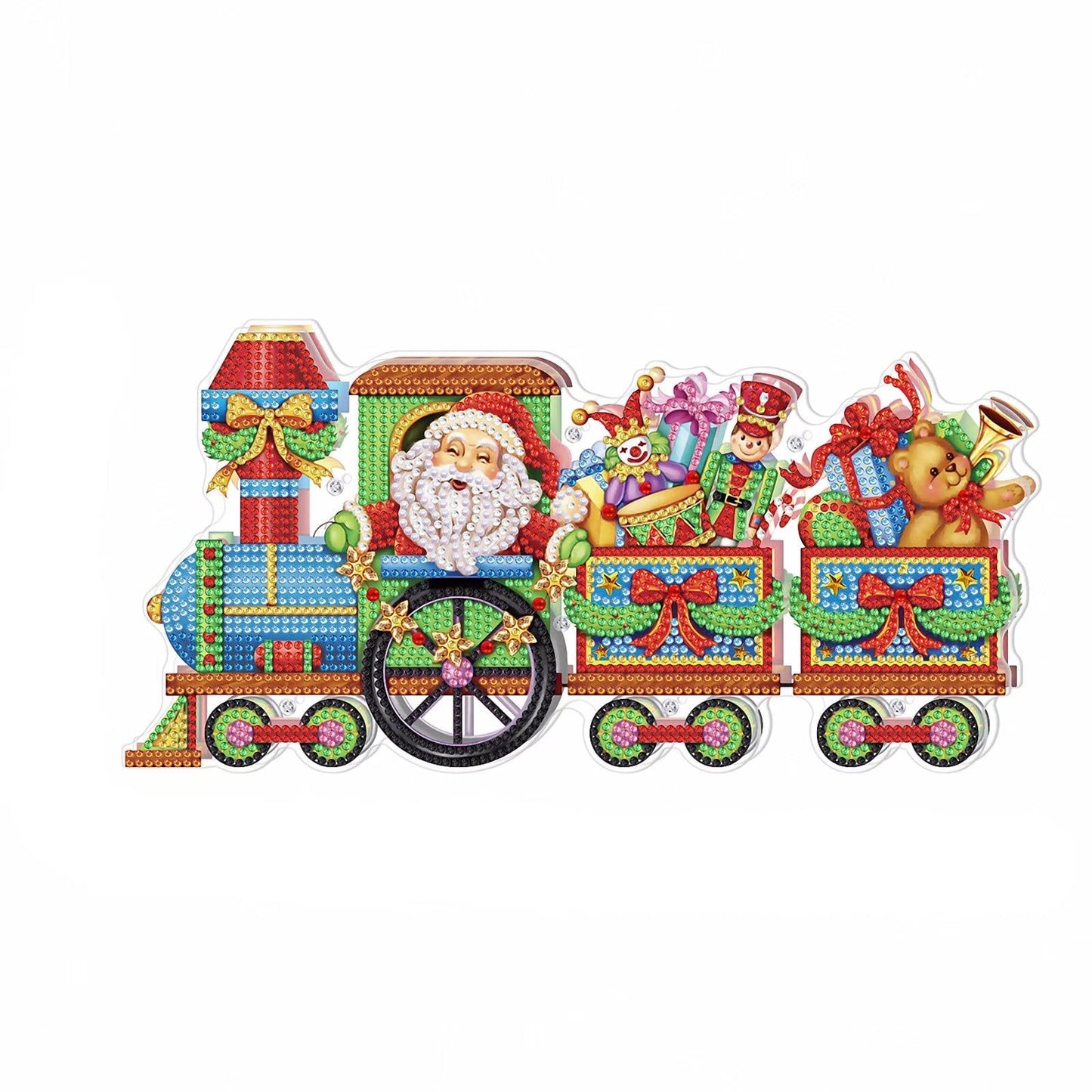 Double-Side DIY Diamond Painting Lamp LED Light Christmas Tree Ornament Kit Santa Gift Train Full Drill Crystal Drawing Kit Bedside Night Light Arts Crafts for Home Decoration Or Christmas Gifts