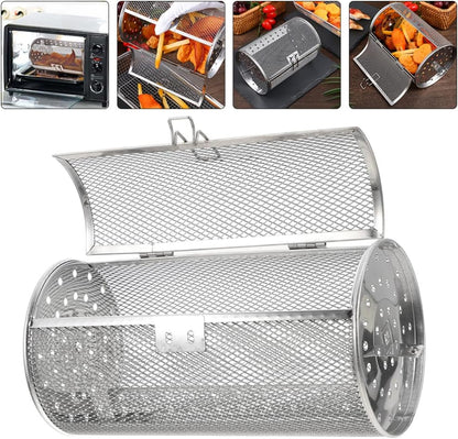 SHERCHPRY Rotisserie Grill Roaster Drum, Air Fryer Oven Basket, Stainless Steel Oven Rack for BBQ