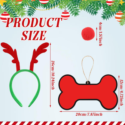 Knitgrip 7 ft Skeleton Dog Accessories Christmas Halloween Skeleton Dog Accessories Set Giant Reindeer Horns Skull Nose Neck Collar Hanging Sign Suitable for Holiday Decoration Outdoor Garden Lawn