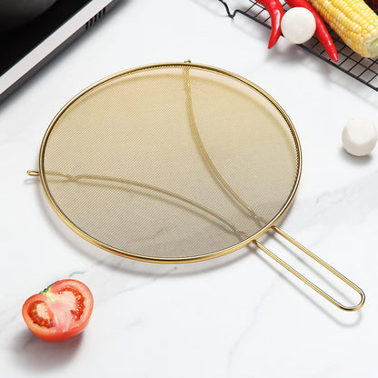 Evanda 12" Gold Splatter Screen for Cooking, Stainless Steel Fine Mesh for Frying Pan, Grease Guard for Pan to Stop Hot Oil Splatter, Protect the Skin From Burns, Safe Cooking Lid