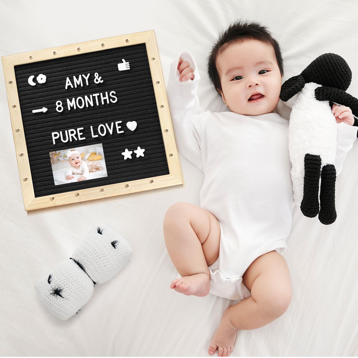 Black Felt Letter Board with Lights (10*10), 340 Letters Built-in LED Lights -Message Board Adjustable Stand, for Menus, Pregnancy Announcement, Baby Announcement Signs, Weddings, and Party Planning