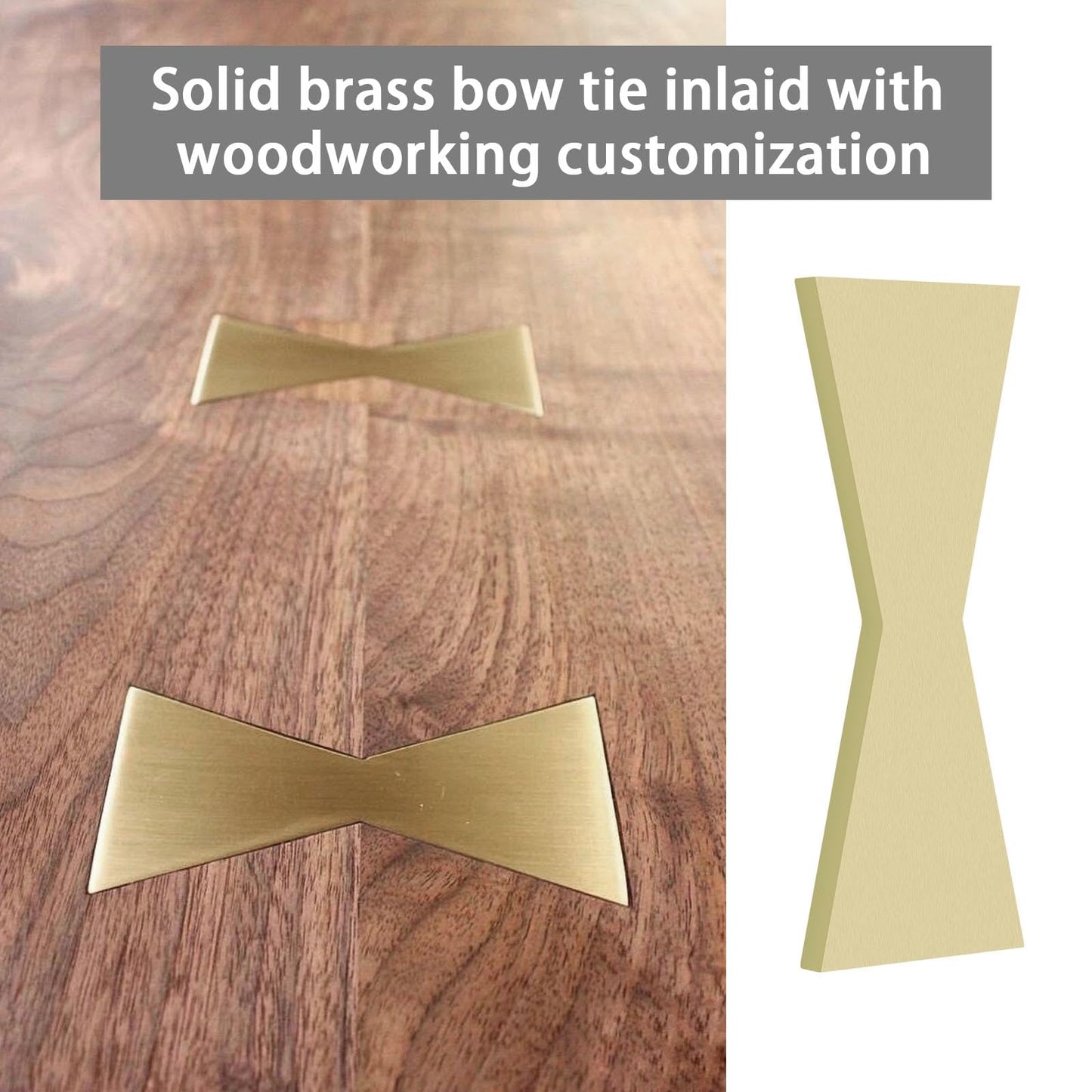 Create idea Solid Brass Bow Tie 70mmx26mmx4mm Slot Cutting Wood Bow Tie Professional Butterfly Inlay Bowtie Inlay Butterfly Inlay,for Bowtie Inlay Wood Working, HP736-BW