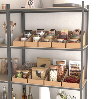 EXYGLO Cardboard Storage Bins 35 Pack, 12x4x4.5 Inch Cardboard Boxes, Corrugated Organizer Bins for Pantry, Shelves, Garage, Office, Shop, Brown