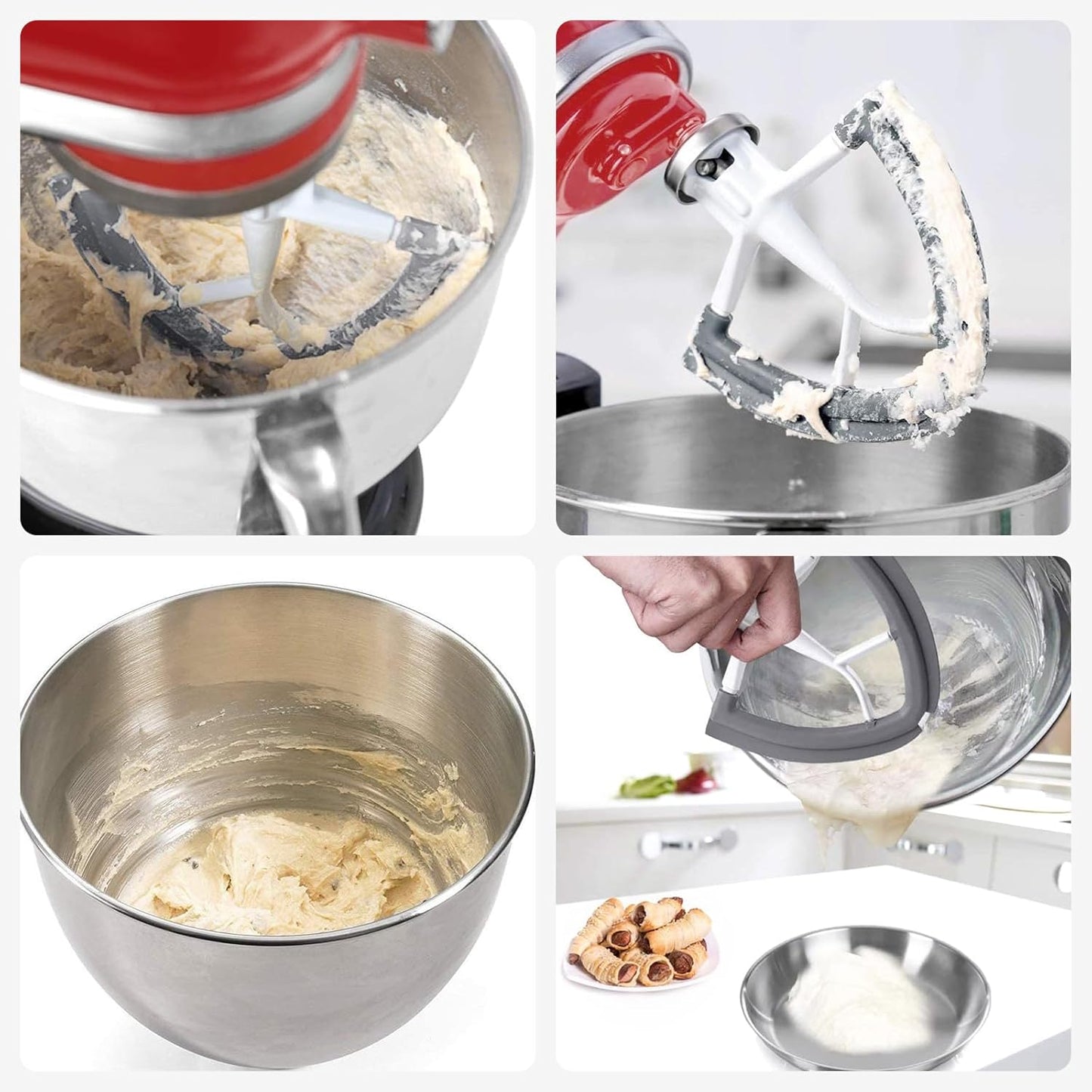 Flex Edge Beater for KitchenAid, 4.5-5 Quart Mixer Attachments, Pouring Shield & Flex Edge Beater