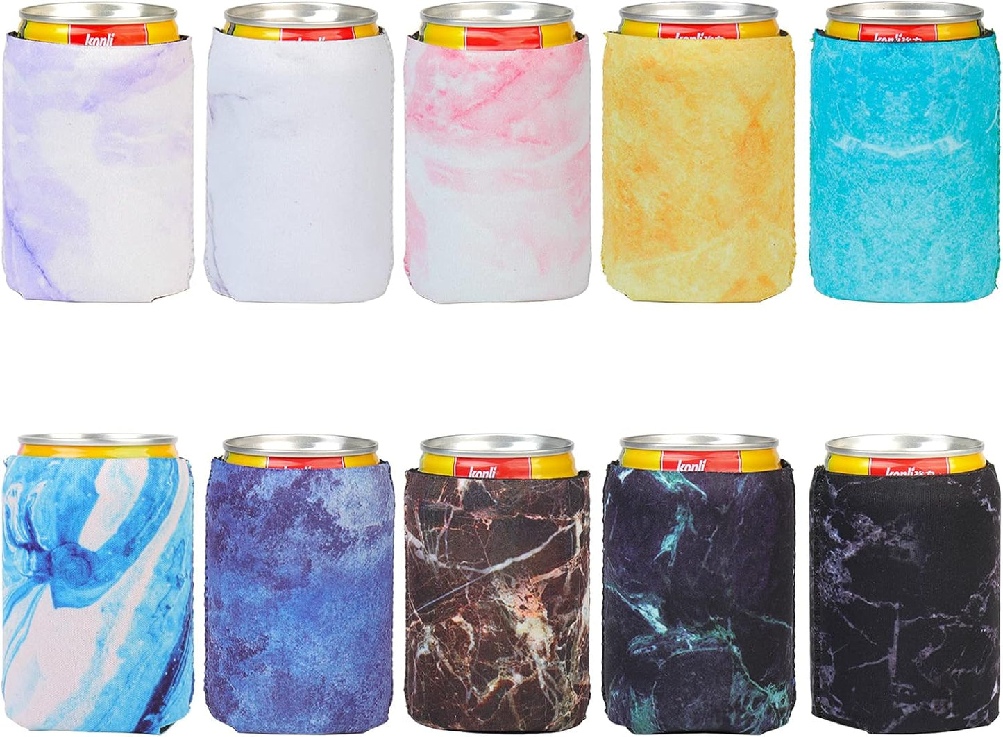 HaiMay 10 Pieces Beer Can Sleeves - Marble Styles Drink Cooler Sleeves for Cans and Bottles