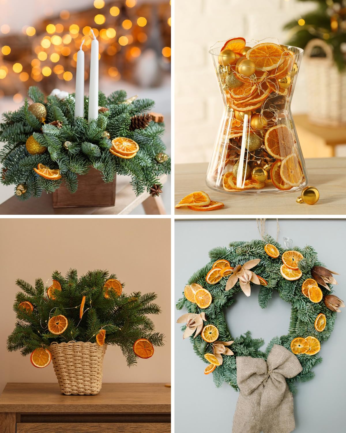 50Pcs Dried Orange Slices for Crafts, 4-5cm Natural Dehydrated Orange Slice Ornaments for Potpourri Simmering, Wreath Making Supplies Christmas Bowl Filler Decoration