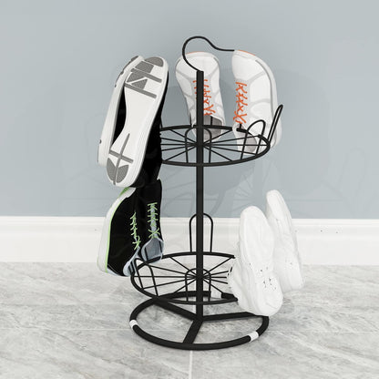 OLDRAINBOW Rack(2 Revolving Round Iron Shoe Tree Rack,Standing Circular Rotating Shoe Rack,Spinning Shoe Organizer