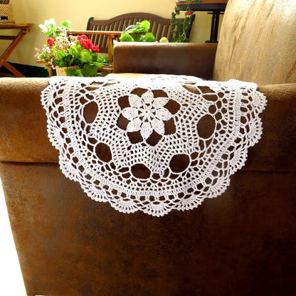 Hetao 11X19 Inch 100% Doilies-2pc Cotton Handmade Lace Crochet Oval Table mats Placemats Doily Beige