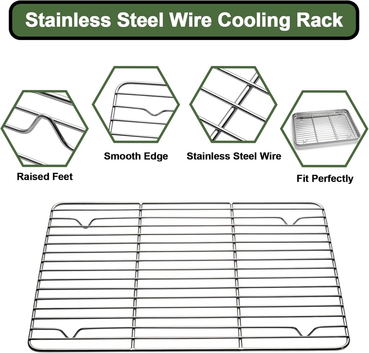 Skiennix Baking Sheet Tray Set - Heavy Duty Stainless Steel Cookie Pan with Silicone Mats | 9-Piece Set in Red