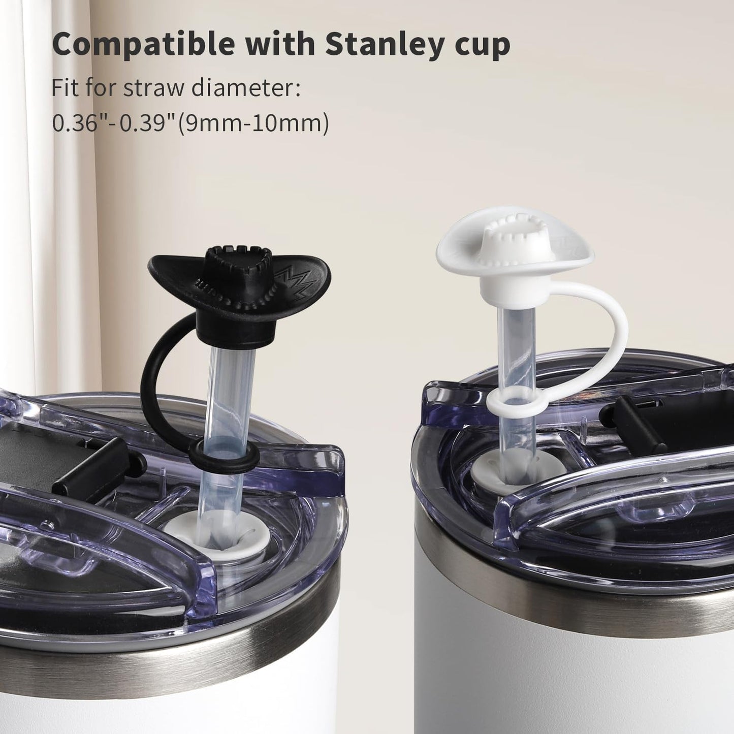 7 Pack Straw Cover Cap for Stanley Cup 30 40 oz, Silicone Toppers Cowboy Hat, Tumbler Cup Accessories