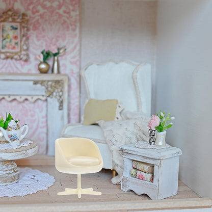 TOYANDONA 4pcs Dollhouse Armchair - 1/25 Scale Miniature Chairs Dollhouse Rotatable Chairs Miniature Armchair for Doll House Furniture Accessories Decors