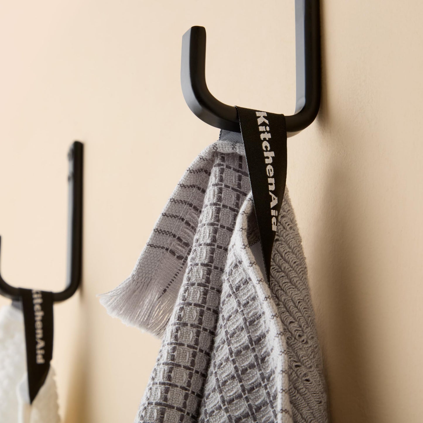 KitchenAid Gourmet Series Gridlines Kitchen Towels 3-Pack Set, 100% Cotton Absorbent, Matte Grey, 18"x28"