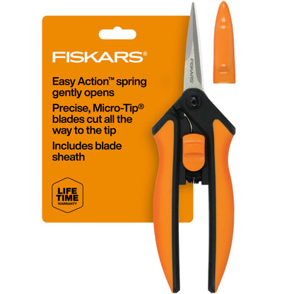 Fiskars 6" Pruning Scissors for Flower Stems, Herbs, Buds, and Small Plants, Garden Snips with Stainless Steel Blades, Gardening Trimmers with Comfortable Handle