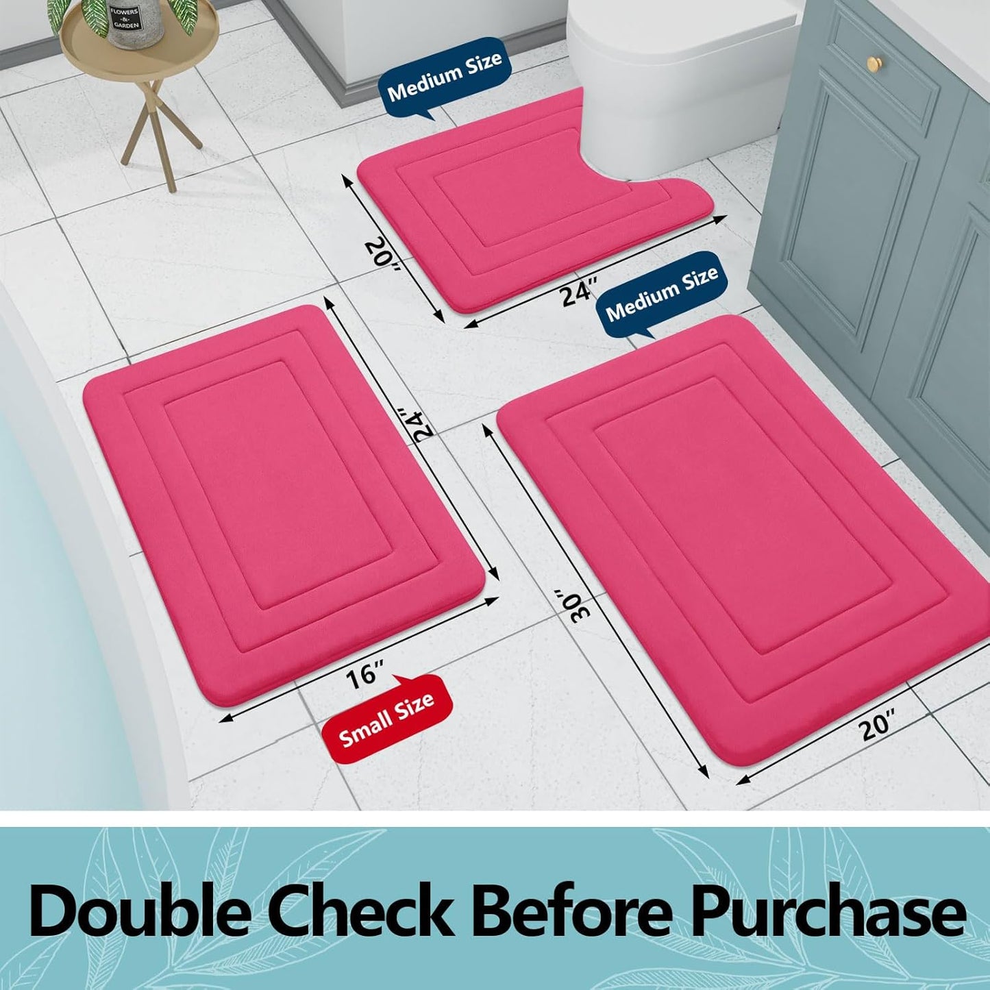 Arotive Memory Foam Bathroom Rug Mat 30x20, Ultra Soft Absorbent Bath Mat, Machine Wash Dry