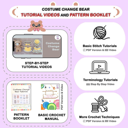 LoopMap Amigurumi Crochet Kit for Beginners with Removable Dress & Video Tutorials, DIY Bear Making Kit Includes Premium Yarn & Tools, Creative Gift for Adults Teens (Purple)