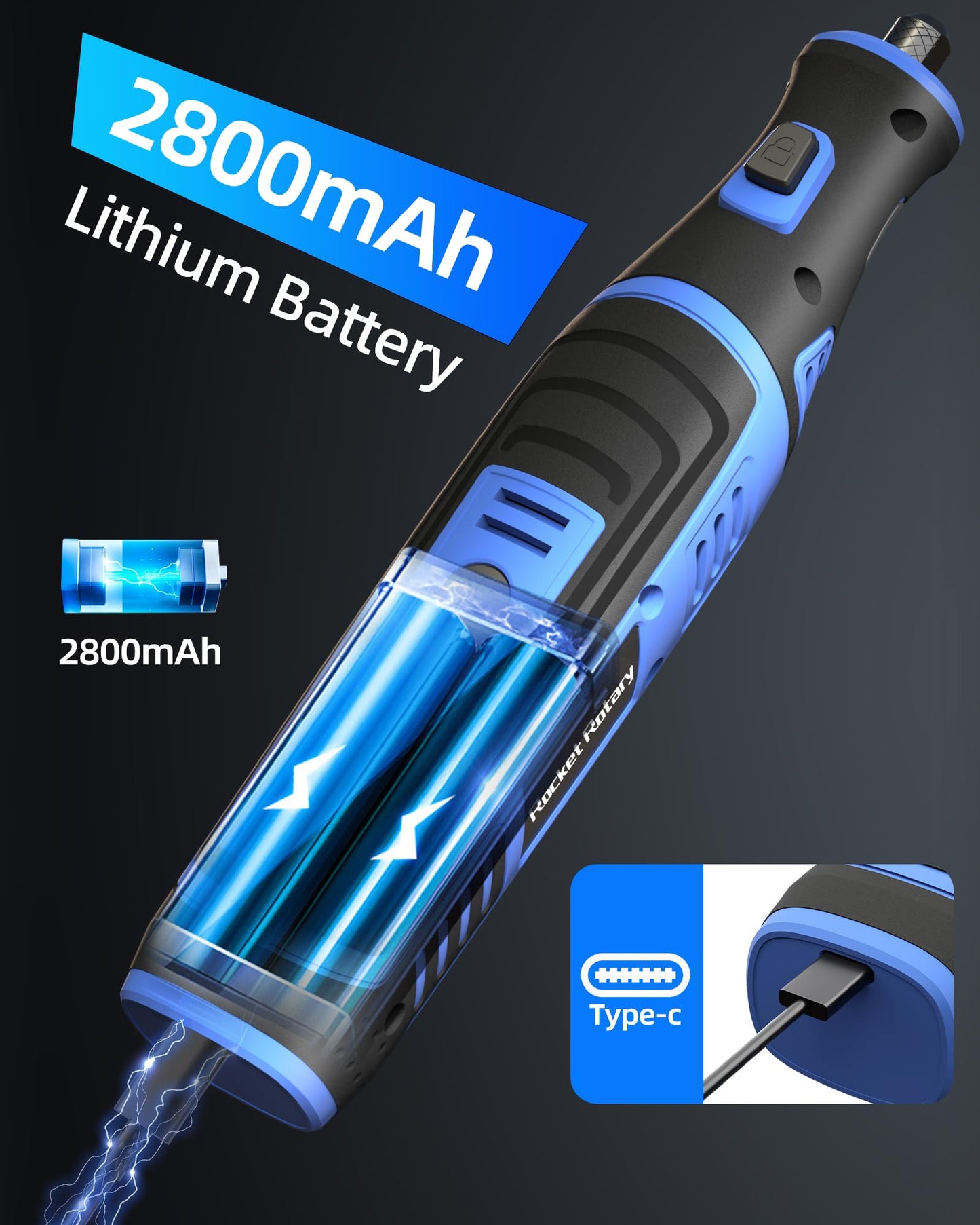 8V Cordless Rotary Tool Kit with 135pcs Accessories, 2.8Ah Battery Rechargeable Engraving Pen with LED Light, 5-Speed 30000RPM Power Rotary Tools for Drilling Grinding Sanding Polishing Cutting