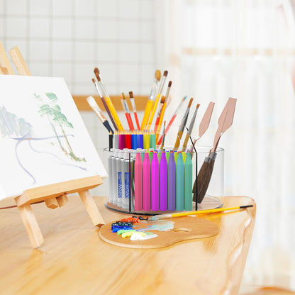 Absonic 250pcs Acrylic Pencil Holder Marker Organizer, 360-Degree Rotating Pen Holder, Crayon Organizers for Kids Pencil Organizer Caddy Art Supply Lazy Susan Organizer for Desk Home School Office