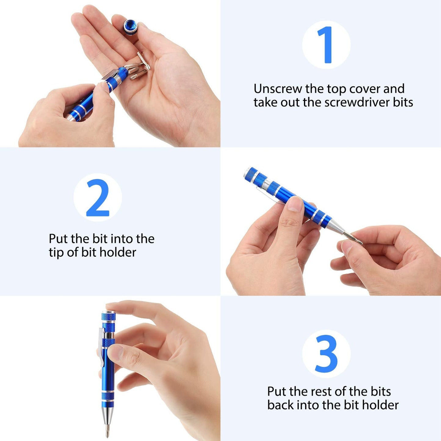 Mudder Pen Screwdriver Gifts Multitool Handy Tool 8 in 1 Magnetic Pocket Screwdriver Precision Function for Mini Gadgets(4 Pieces)