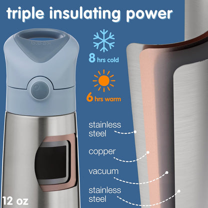 12 oz 8 6 12 oz) b.box Insulated Water Bottle: Keeps Drinks Cold up to Hours, Warm up to Hours. Double Wall Stainless