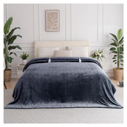 Heated Blanket Twin, Electric Blanket Soft Sherpa Flannel, 10 Hours Auto Shut-off & 8 Fast Heating Levels, Machine Washable ETL Certified, Heating Blanket for Bed & Sofa (62x84 inches, Gray)