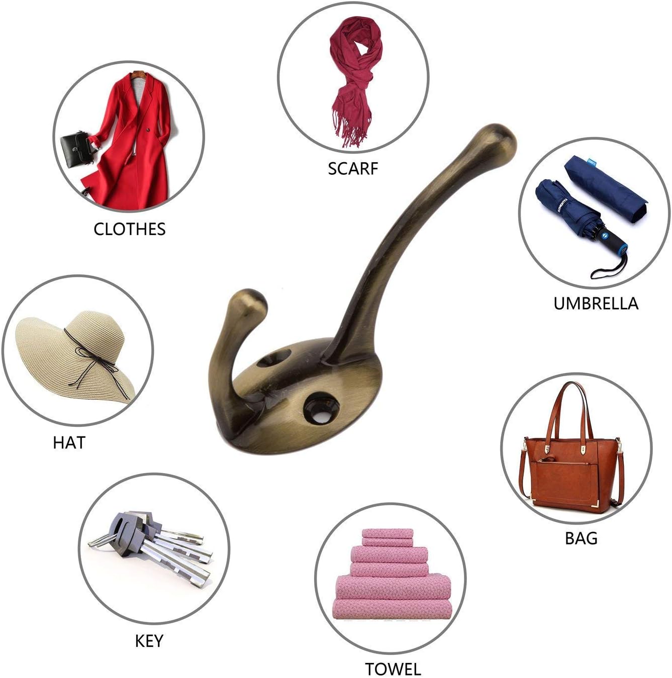 Ulifestar Decorative Bathroom Coat Hooks, 10PC Wall Mounted Hanger Rack for Towel, Jacket, Handbag