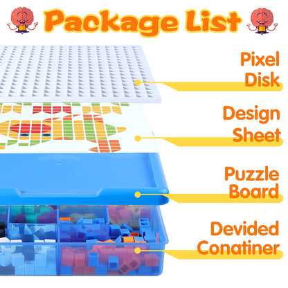 ZOZOPLAY Kids Mosaic Puzzle,490Pcs Building Blocks,Educational Kit with 6 Assembly Drawing,STEM Toys for 3+ Year Old(Small Cube)