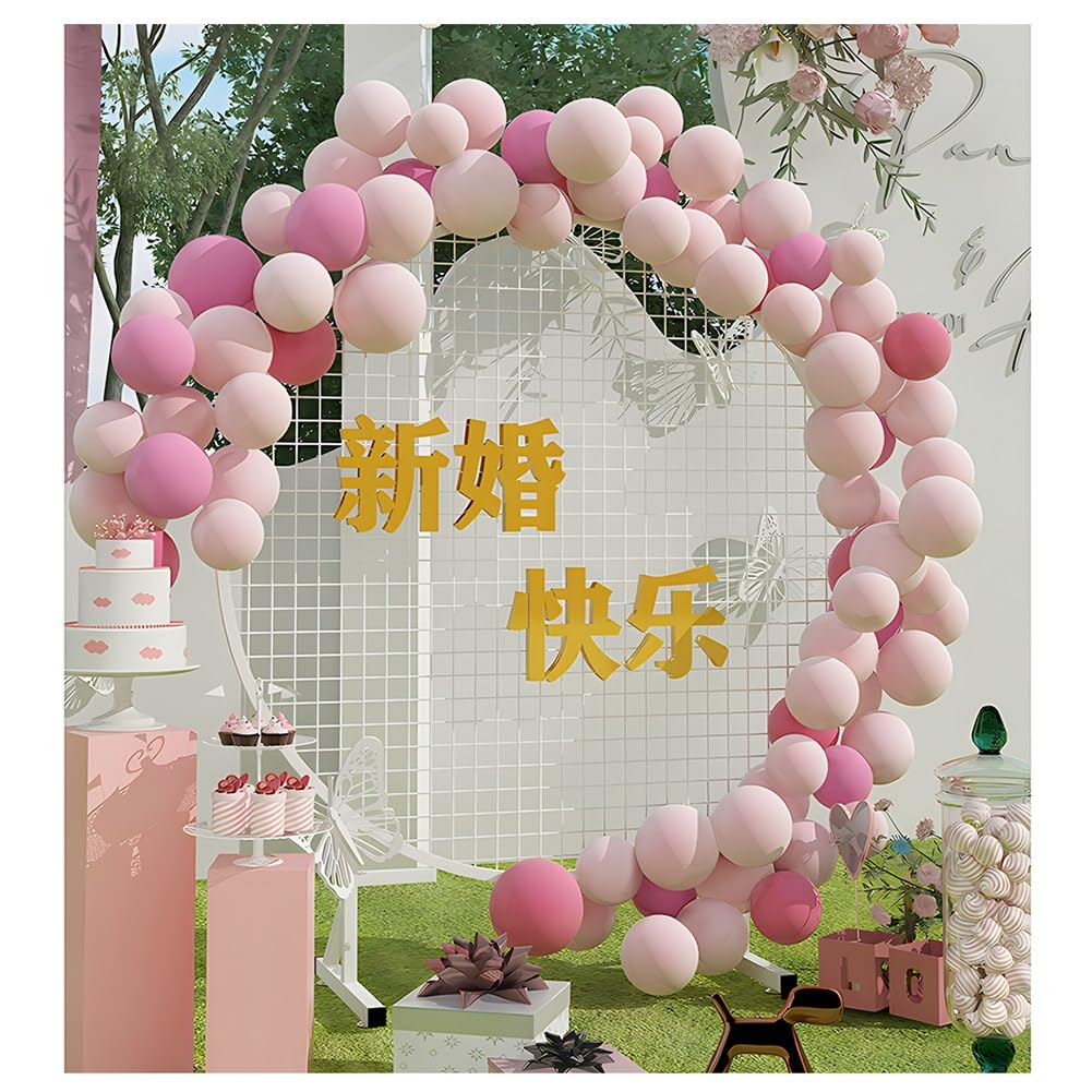 CVGfko Metal Round Mesh Arch Stand, Units Art Display Panels with Triangles-Base, Multifunctional Grid Wall Panel Display Stand, for Birthday Party Photo Backdrop Decoration.White-120cm/47.2in