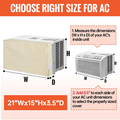 Air Conditioner Covers for Inside to Protect AC and Winter Insulation, 3 Layers Insulation Window Air Conditioner Cover with Aluminum Foil and 2mm Foam, 21"W x 15"H x 3.5"D - Beige