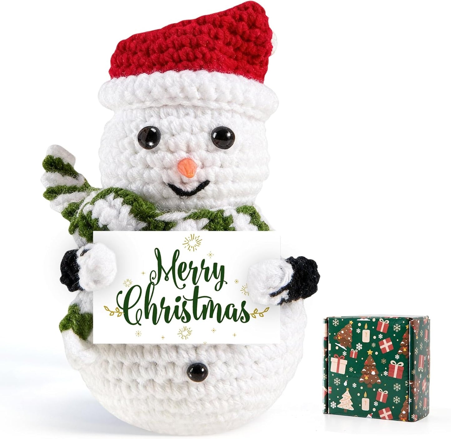 Merry Christmas Crochet Gifts for Women Men, Xmas Handmade Snowman for Family Friends, Funny Winter Christmas Stocking