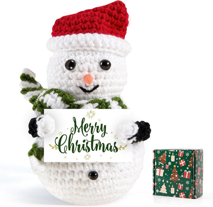 Merry Christmas Crochet Gifts for Women Men, Xmas Handmade Snowman for Family Friends, Funny Winter Christmas Stocking