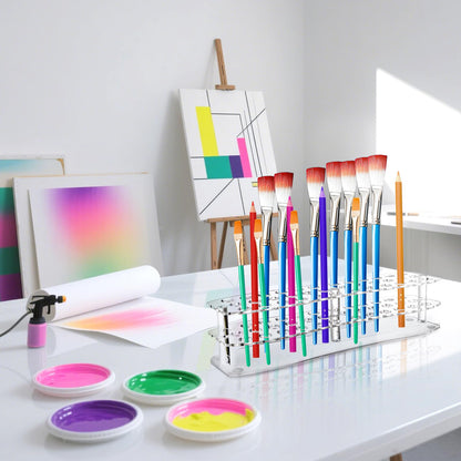 YIMITEE 3 Pack Acrylic Pen Holder, 26-Slot Clear Pencil Display Stand, Eyebrow Pen Stands, Makeup Brush Rack Organizer, Art Brush Desk Stand Organizer for Home, Store, School Office Supplies