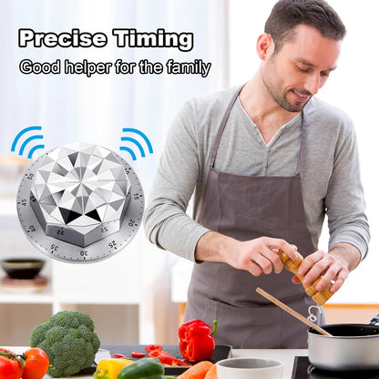 Mechanical Kitchen Timer, Stainless Steel Magnetic Timer with Loud Alarm for Cooking, 60 Minute Wind Up