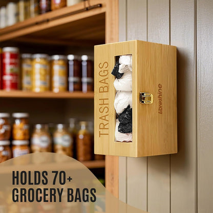 1333 Libreshine Extra Large Bamboo Trash Bag Dispenser Holder for Tall Kitchen Bags, Fits Costco Jumbo Rolls, Gallon