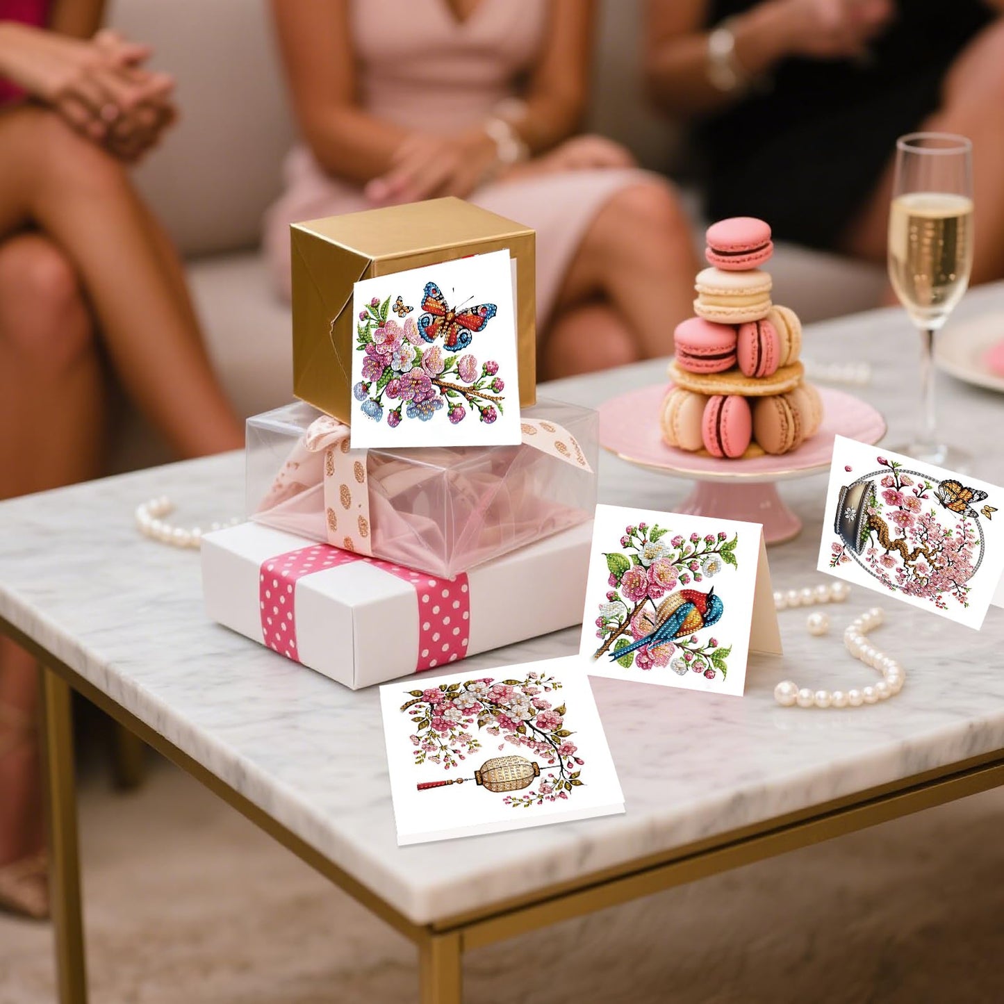 JZHYOAN 6 Packs Flower Diamond Painting Greeting Cards Kits for Adults DIY Diamond Art Birthday Card with Envelopes Gem Art and Craft Card Making Kits for Birthday Holiday Gift Butterfly