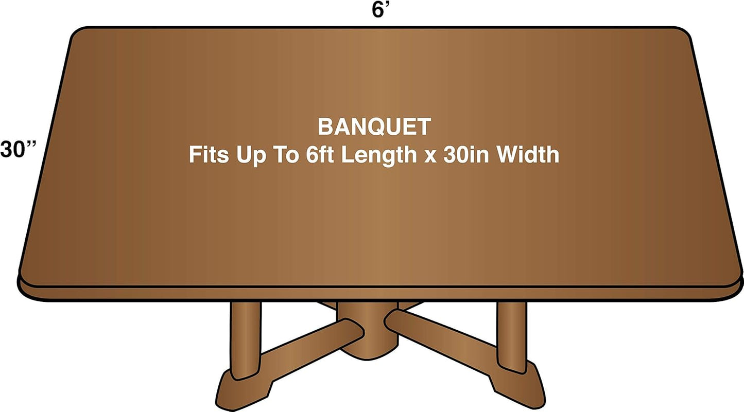 6' 30" Covers For The Home Deluxe Elastic Edged Flannel Backed Vinyl Fitted Table Cover - Global Coffee Pattern