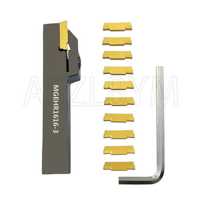 ASZLBYM Lathe Grooving Tool Holder Grooving Cut-Off Tool Holder MGEHR1616-3 With 11pcs MGMN300-M Indexable Carbide Grooving Inserts