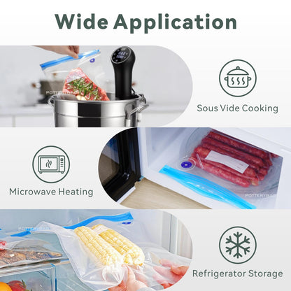 Sous Vide Bags Reusable 30 Pcs, Reusable Vacuum Seal Bags for Food with Upgraded Auto Pump for Anova, Joule Cookers, BPA Free Sous Vide Kit
