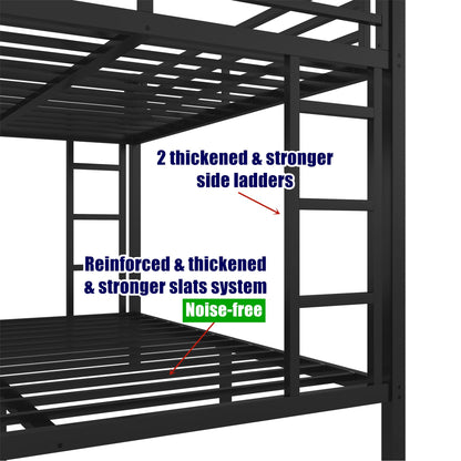 NOAHLEO Stronger & Safer Heavy Duty Metal Twin Over Full Bunk Bed with Twin Trundle for Adults Teens, More Stable Thickened Steel Bunkbed (Twin Over Full Bunk Bed with Twin Trundle)